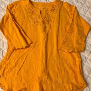 Women's Orange Embroidered Top